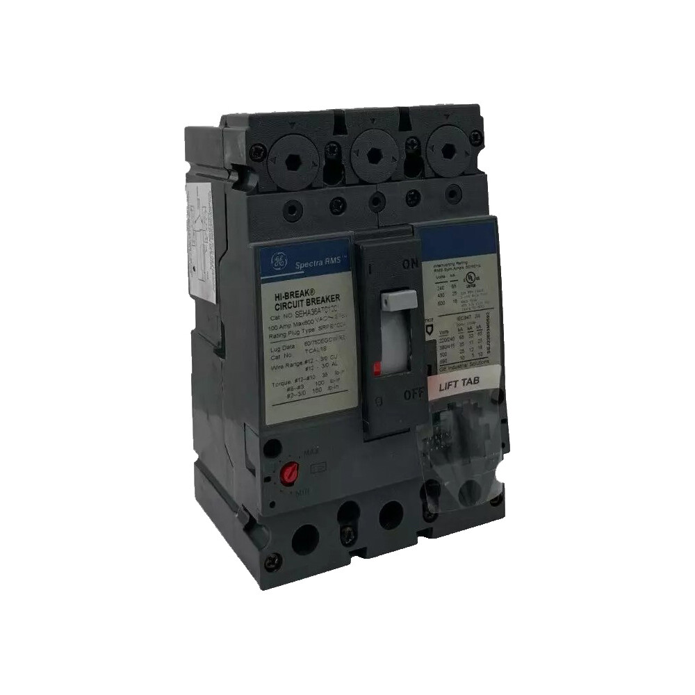 NIB – GE – SEHA36AT0100 – Spectra Rms Molded Case Circuit Breaker, 100A, 600V