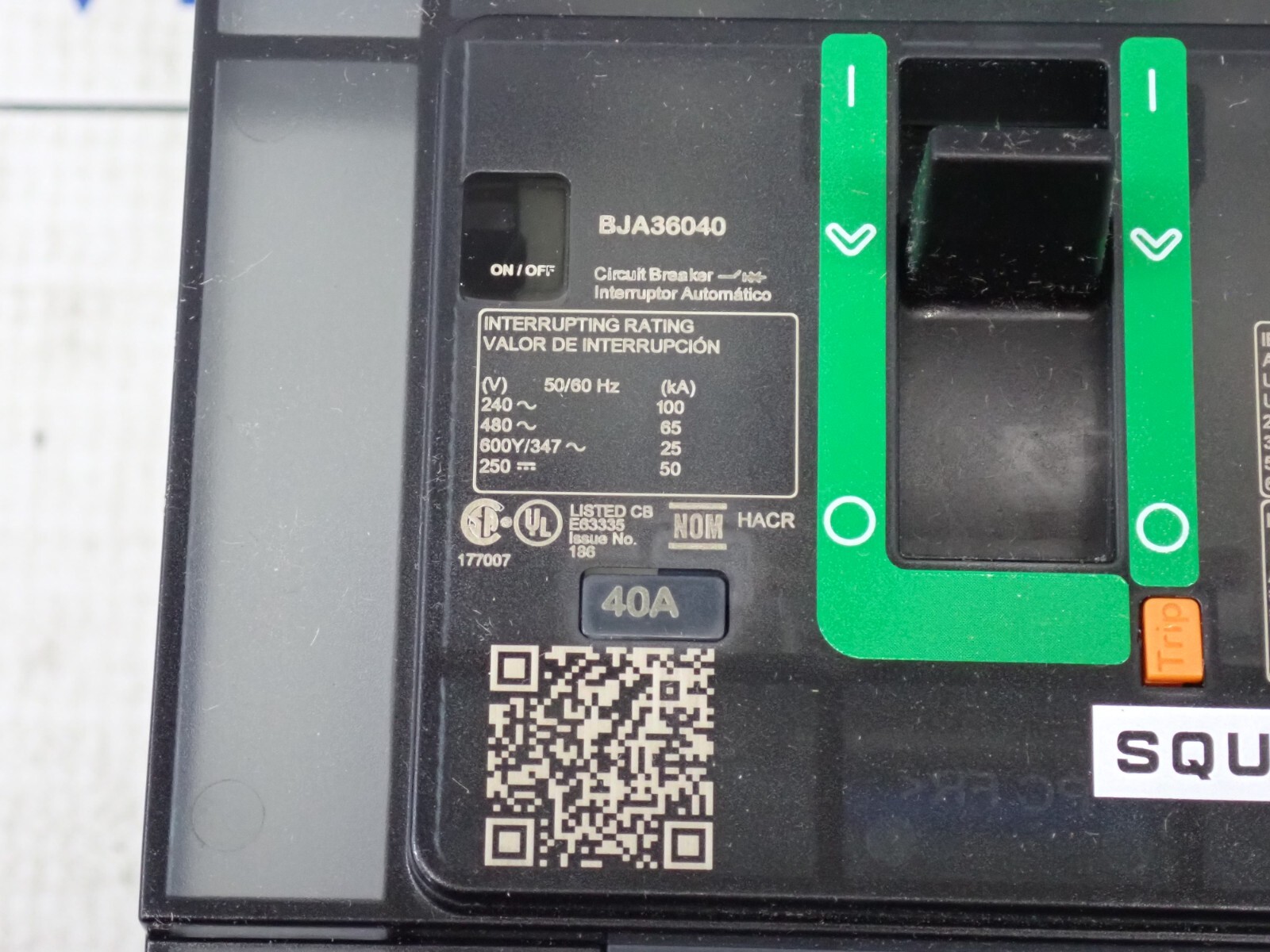 New Schneider Electric Square D BJA36040 3Pole 40Amp 65kA@480V PowerPact Breaker