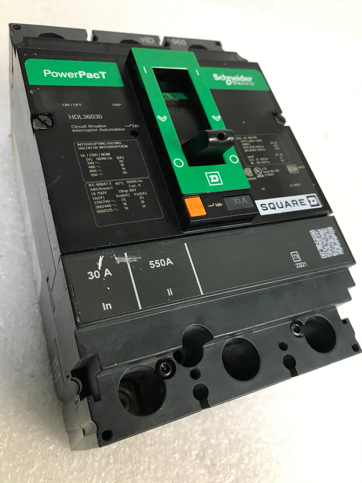 Square D/PowerPacT HD 060 Cat # HDL36030 3 Poles Circuit Breaker ( 30AMPs )
