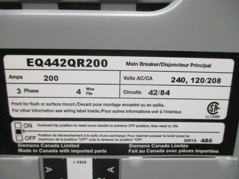 SIEMENS EQ442QR200 240/120/208 200A NSNP