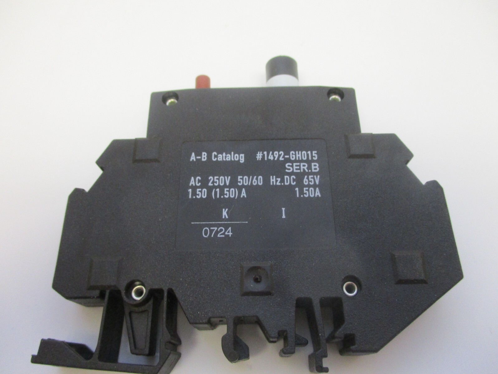 ALLEN BRADLEY MINIATURE 1.5AMP 250VAC 65VDC CIRCUIT BREAKER CAT NO: 1492-GH015