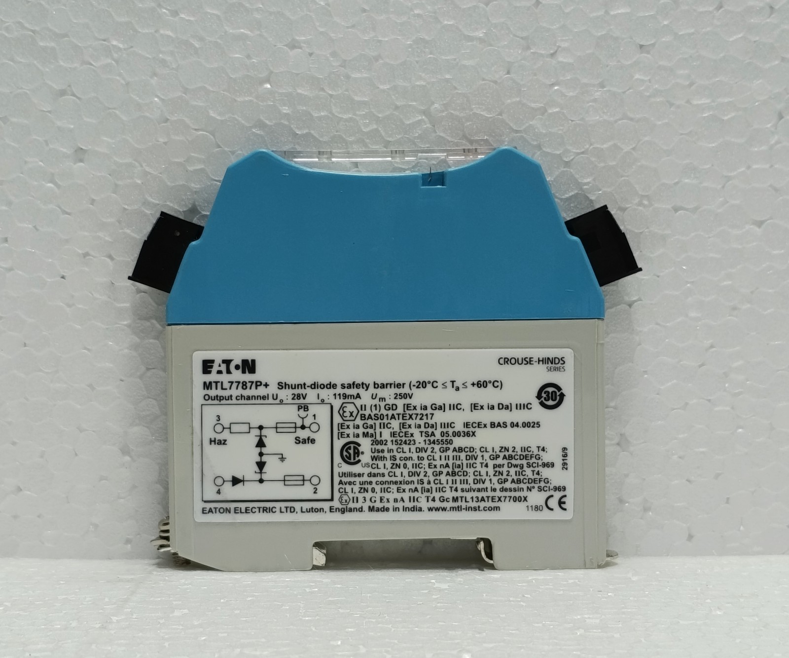 MTL7787P+ MTL Eaton Shunt Diode Safety Barrier Zener Barrier 2-Channel 28V