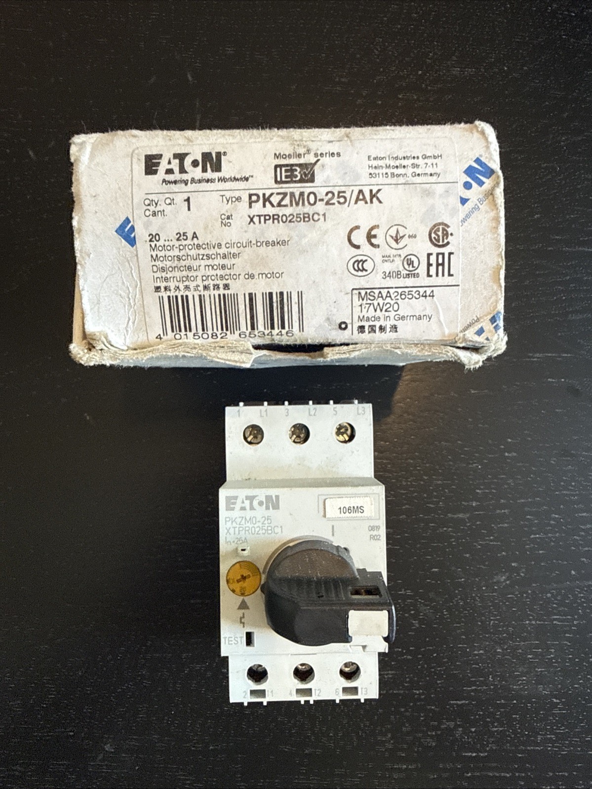 Eaton PKZM0-25/AK XTPR025BC1 Motor Protective Circuit Breaker PKZM0-25 NEW NOS