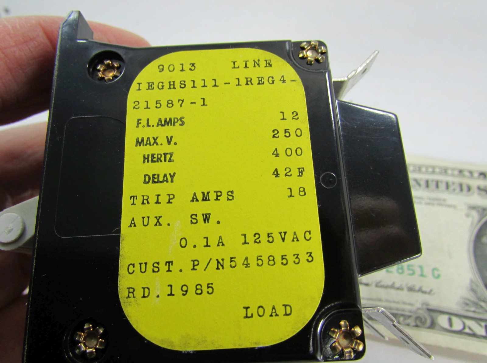 New Airpax 3-Pole 12A 250V 400Hz Mil Aircraft Circuit Breaker w/Auxiliary Switch