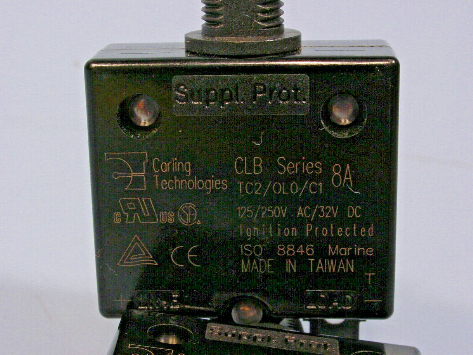QTY 2 Carling TC2/OLO/C1 CLB Series Circuit Breakers, 8A, 125-250 VAC, 32VDC