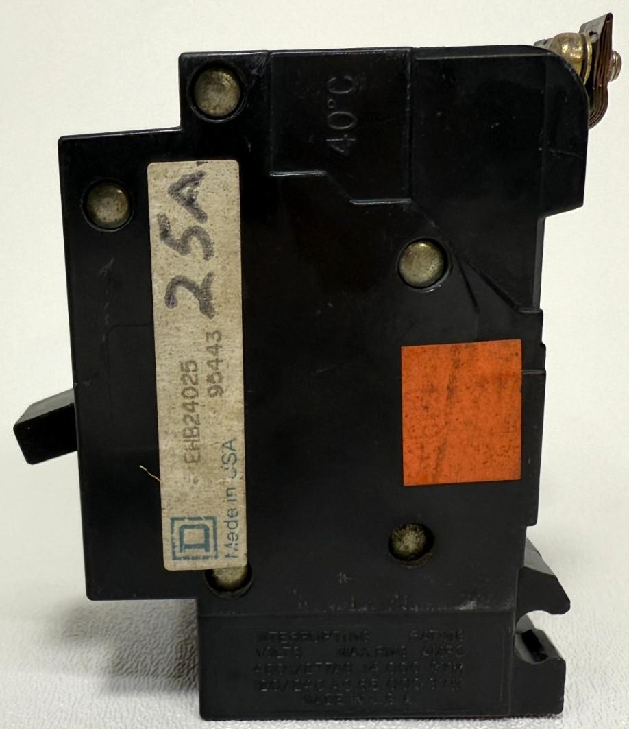 Square D EHB24025 25Amp 2Pole 480/277VAC 14kA Type EHB-4 Bolt-on Circuit Breaker