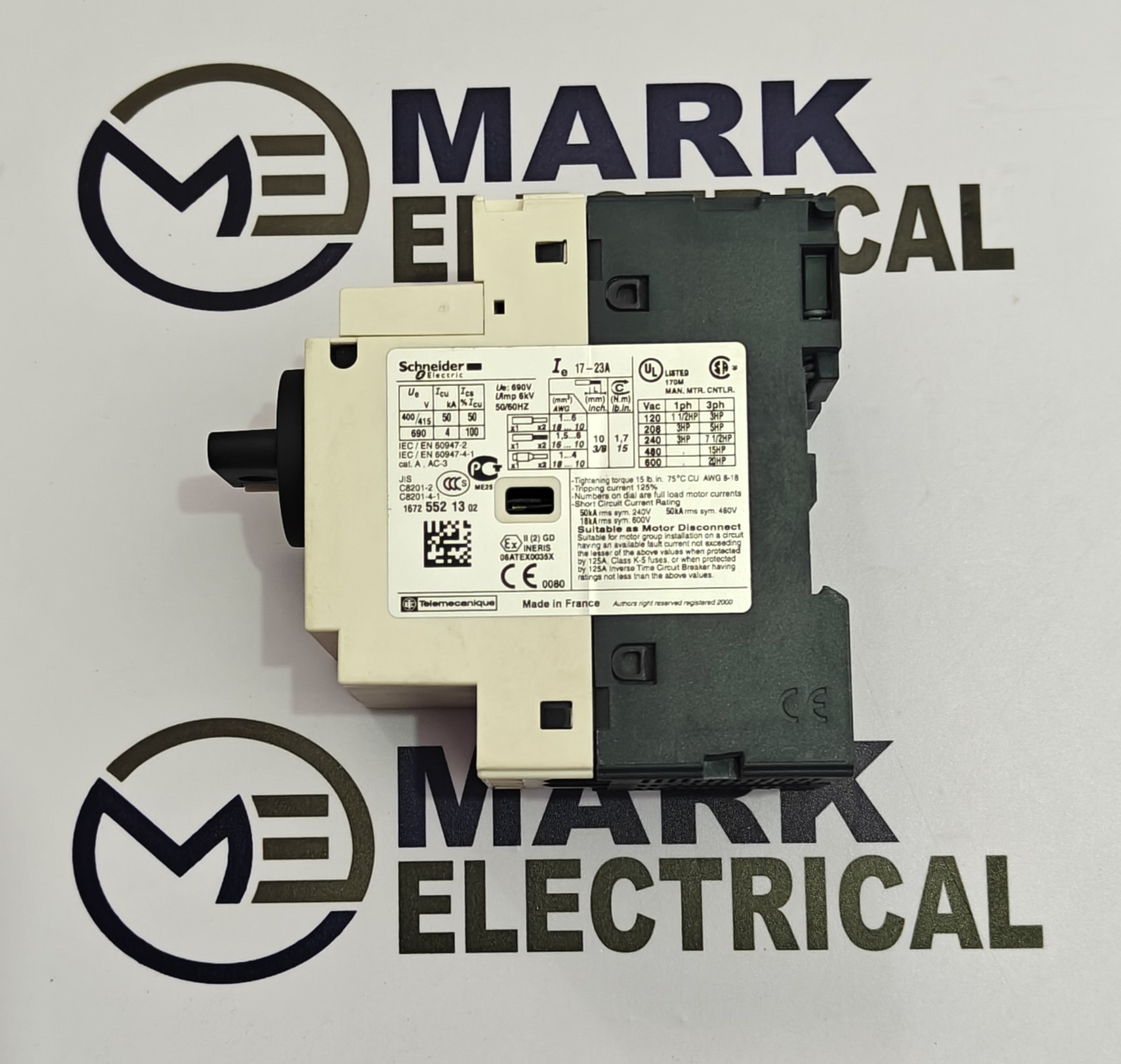 SCHNEIDER ELECTRIC GV2P21 MOTOR PROTECTION CIRCUIT BREAKER RANGE 17-23A