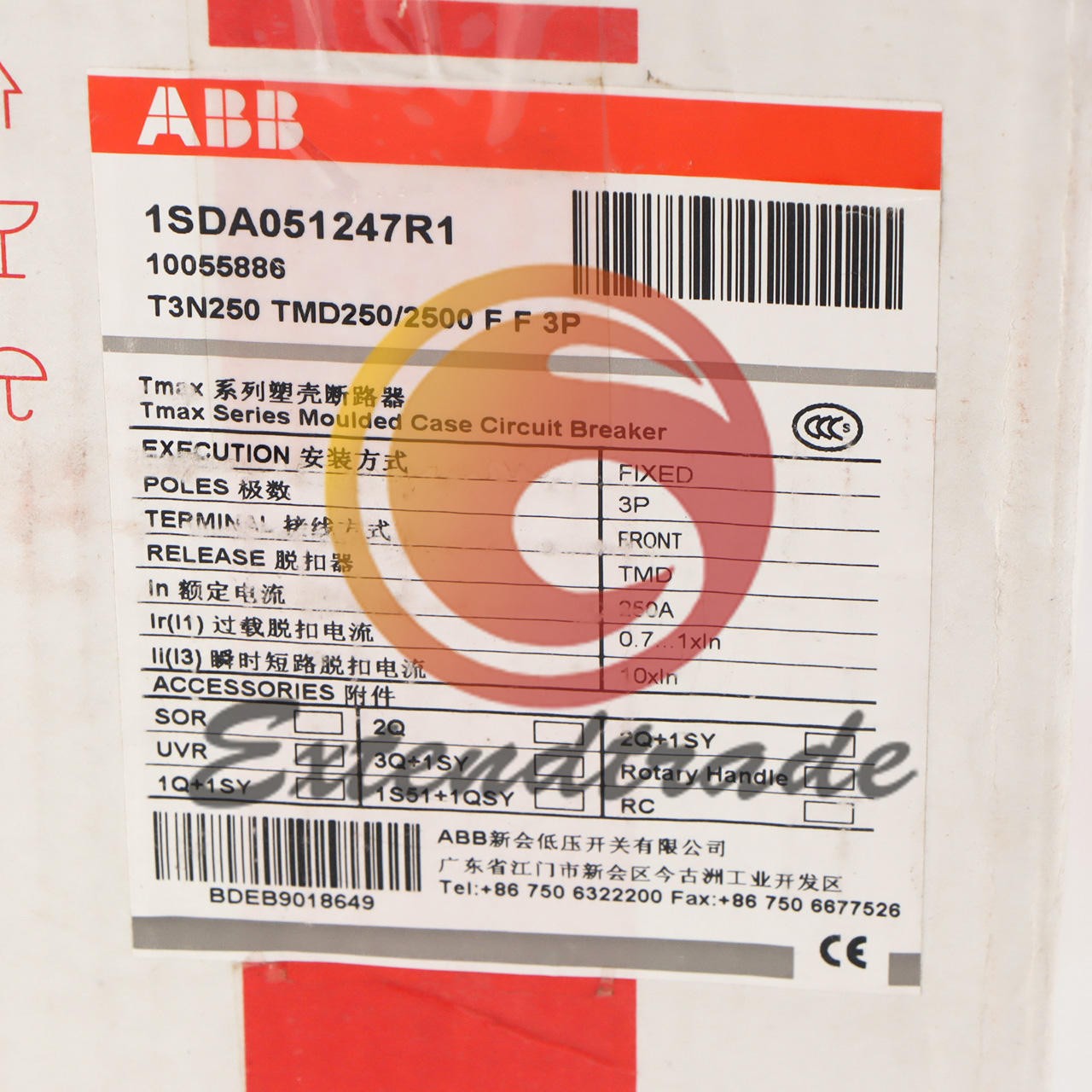 1PC New ABB TMAX T3N250 TMD250/2500 FF 3P 250A 1SDA051247R1 Circuit Breaker