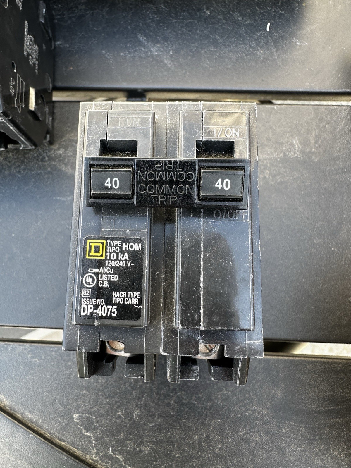 Square D DP-4075 HOM 10KA 120/240V 50/60 Hz Double Pole 50 Amp Circuit Breaker