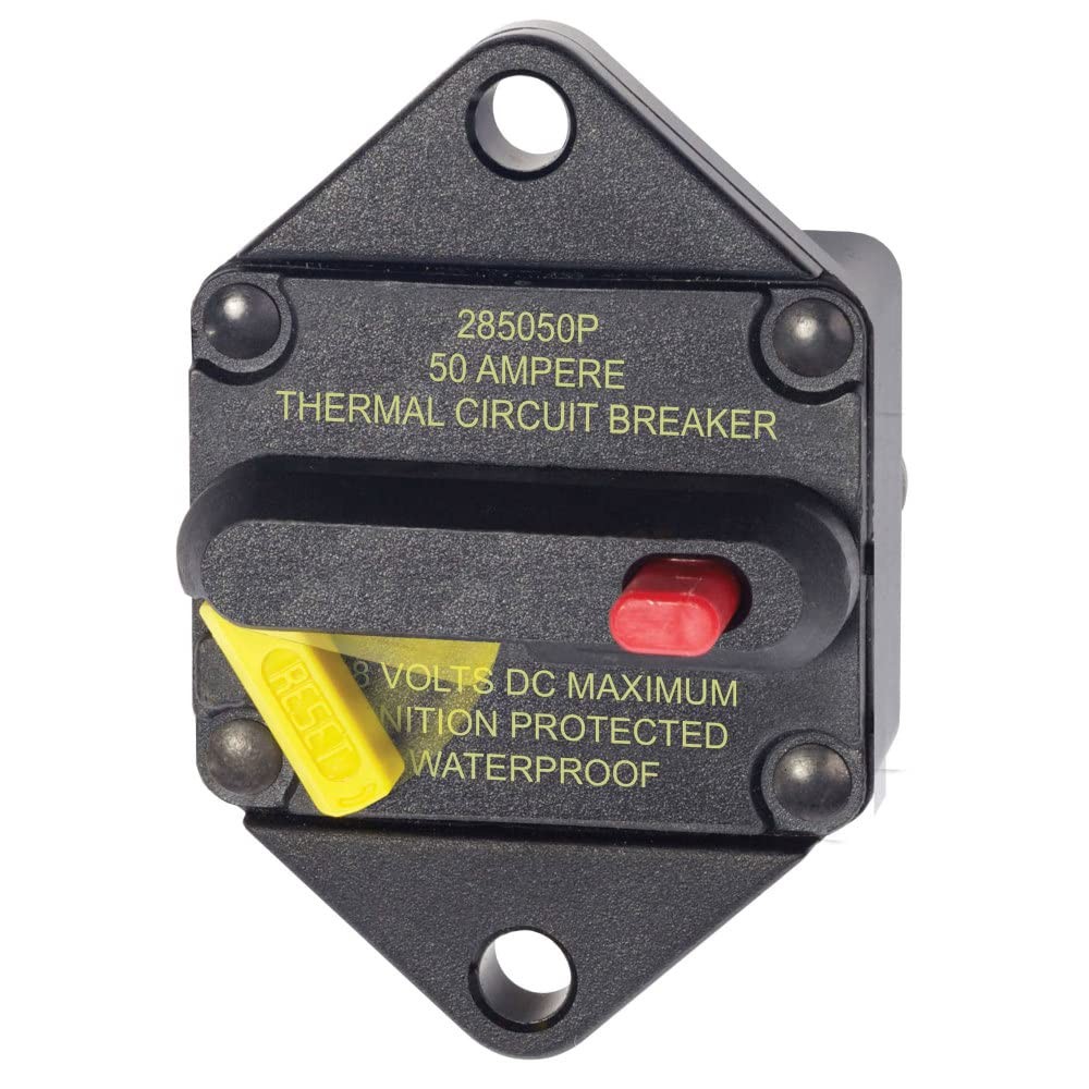 Thermal Circuit Breaker, 50A, 48V DC, Panel Mount, Blue Sea Systems 7083 285
