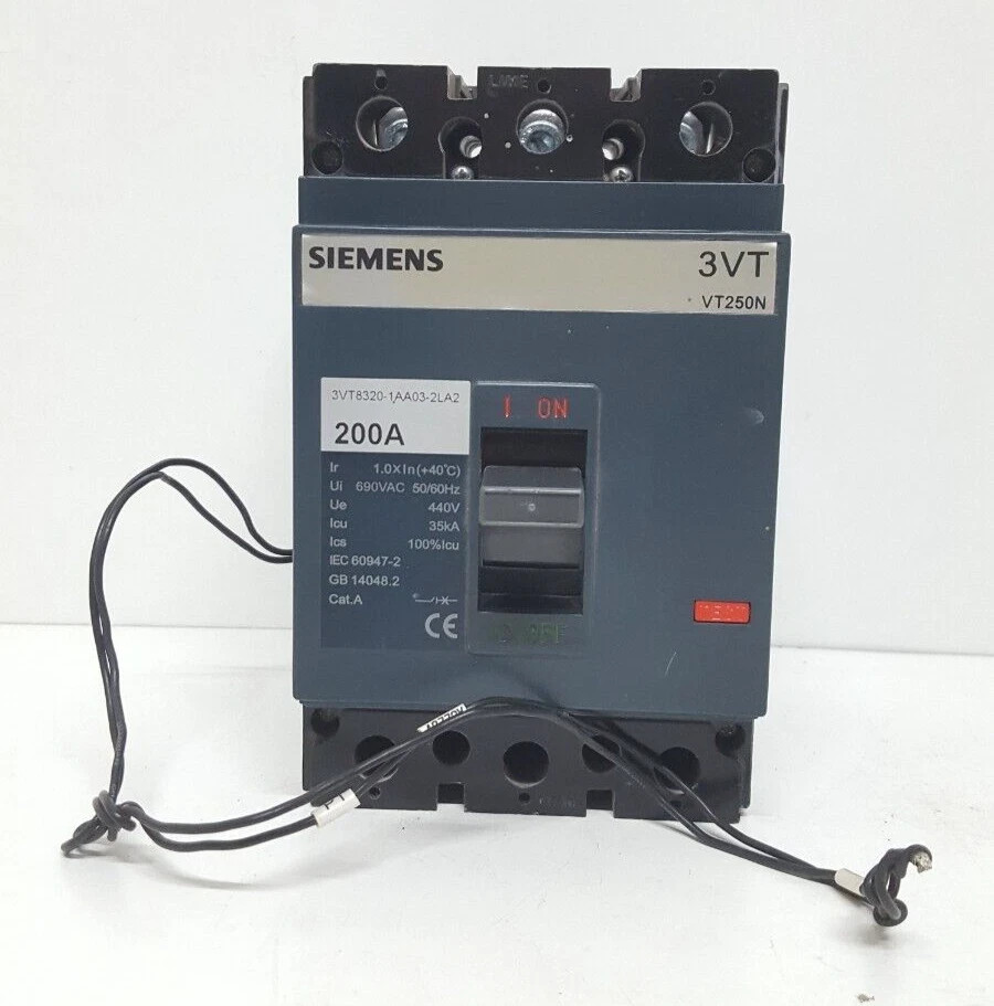 SIEMENS 3VT CIRCUIT BREAKER VT250N 3 POLE 200 AMPS 3VT8320-1AA03-2LA2