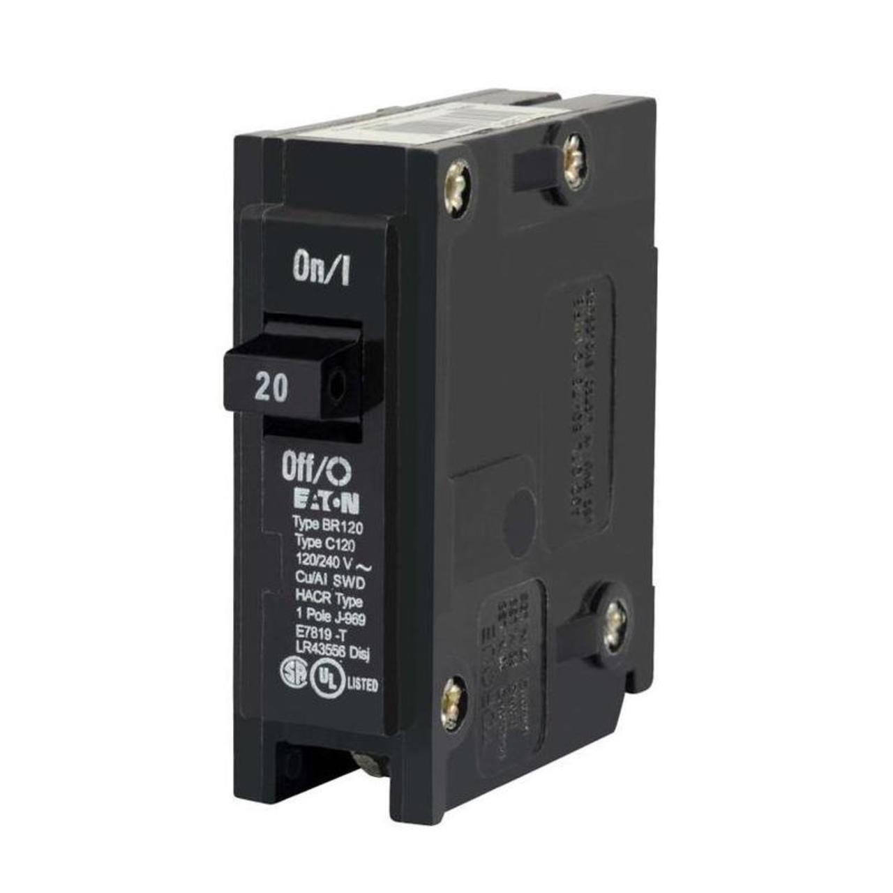 Eaton BR120 Single Pole 20 Amp Plug On Breaker 120/240V, 10K AIC —SHIPS FREE—