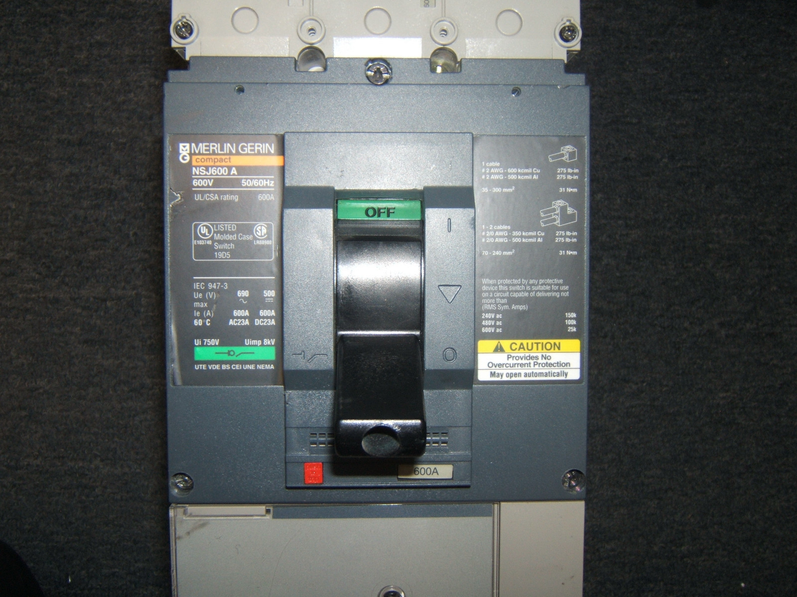 MERLIN GERIN NSJ600A with 48V shunt trip
