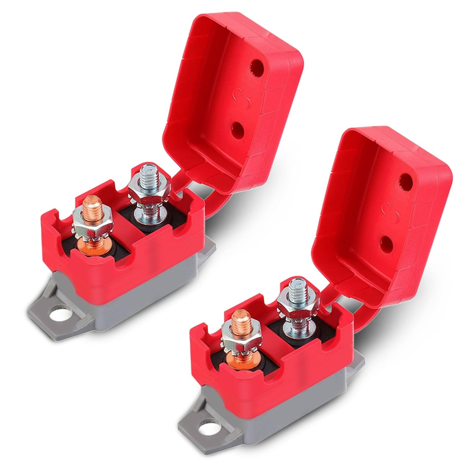2PCS DC 12V-24V Automatic Reset Circuit Breaker with Cover Stud Bolt, 40A Car…