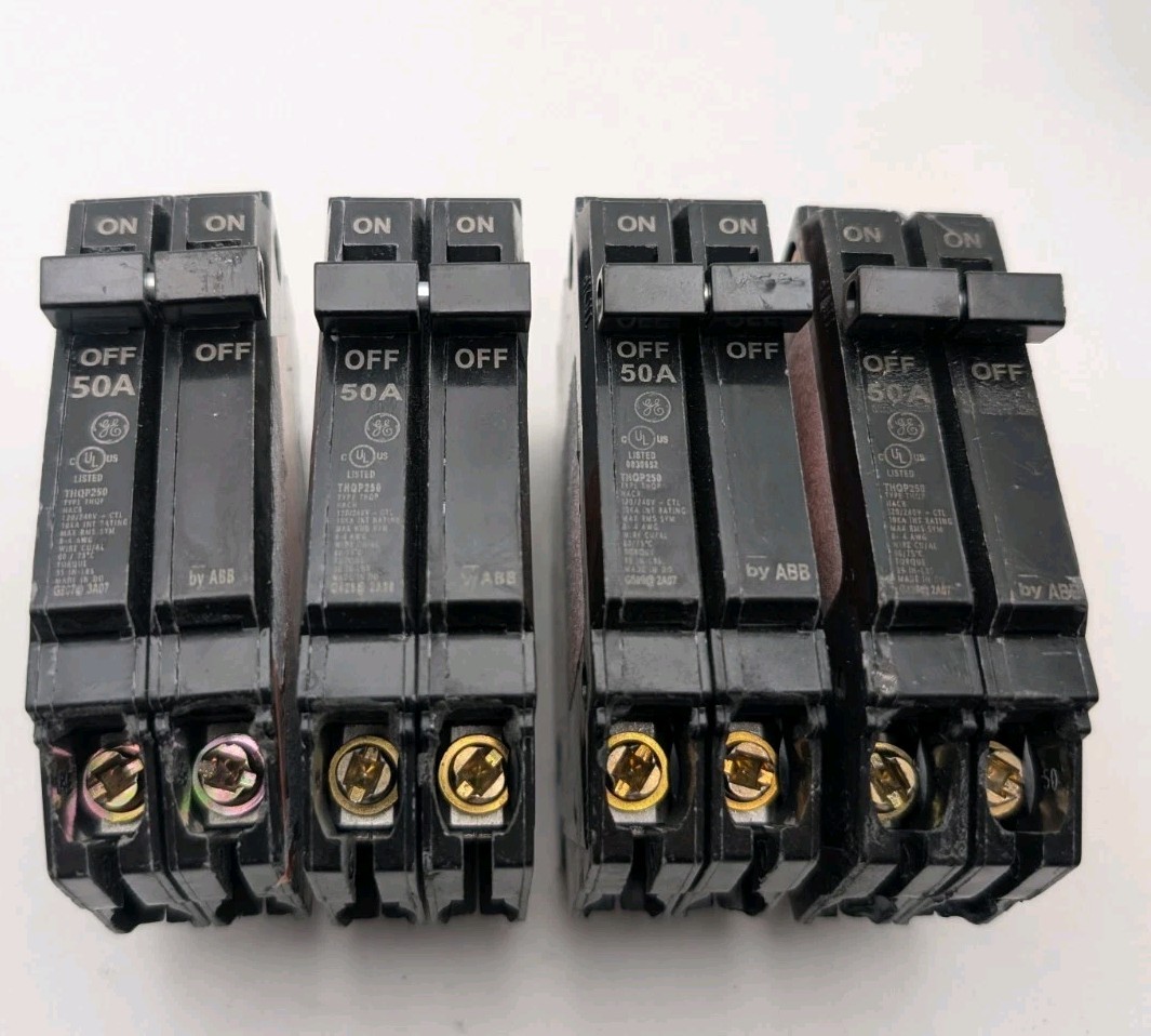 4x GE THQP250 Q-Line 50 Amp 1 in. Double-Pole Circuit Breaker *Storage Wear*