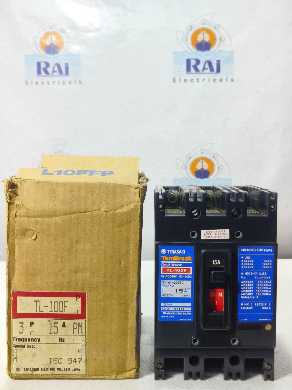 TERASAKI TL-100F 3POLE 15A CIRCUIT BREAKER MCCB TL100F UiAC690V 50/60Hz FREESHIP