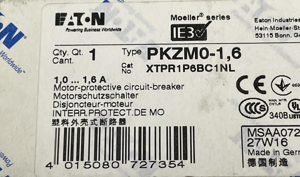 2 pieces / Eaton / motor circuit breaker / PKZM0-1.6