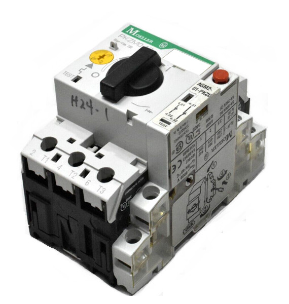 Moeller PKZM0-1.6 Circuit Breaker 1.0-1.6A w/ AGM2-01-PKZ0 Trip Indicator Switch