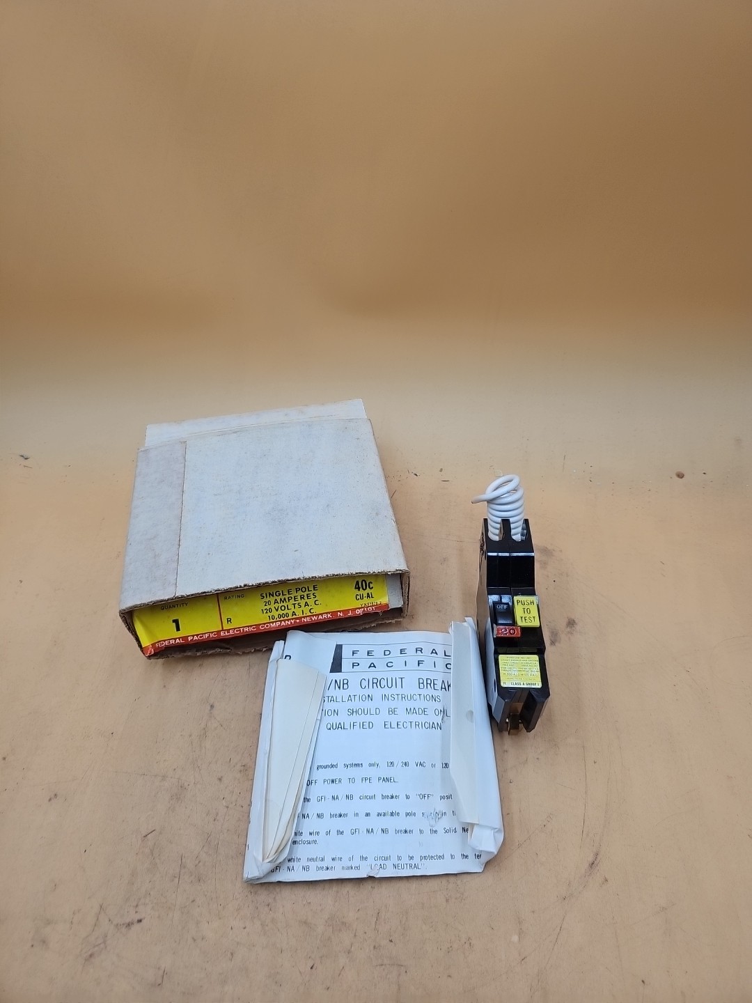 Federal Pacific FPE NA120GFI 1 Pole 20 Amp GFI Stab-Lok Circuit Breaker