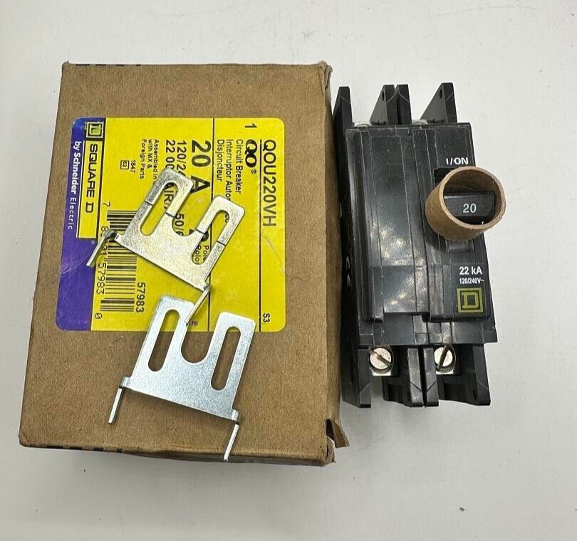 NEW Square D QOU220VH 20 Amps 120/240 Volts Two Pole Standard Circuit Breaker
