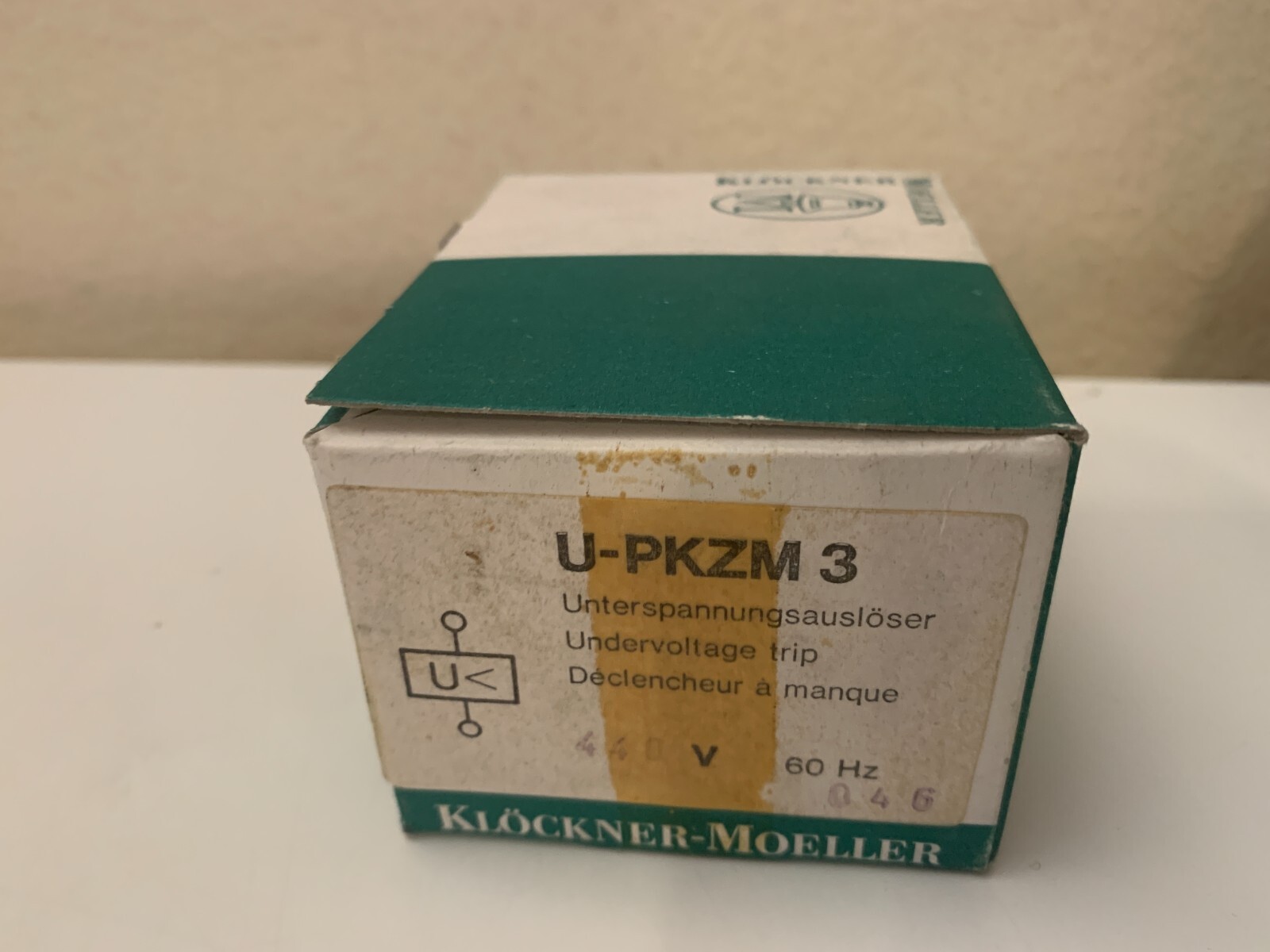 Klockner Moeller U-PKZM 3, Under voltage trip, 440V 60Hz