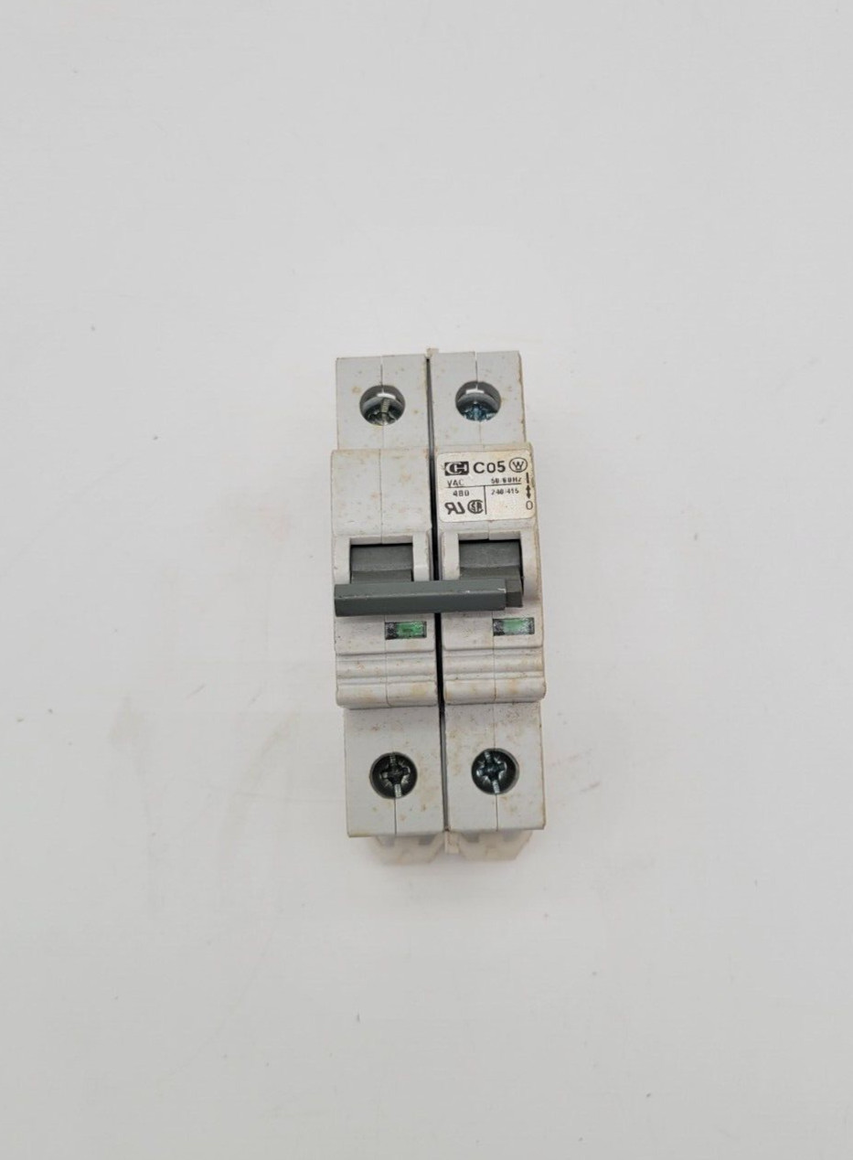 Cutler-Hammer SPCL2C00 Circuit Breaker 5 Amp 2 Pole 480 VAC DIN Rail Mount SPCL