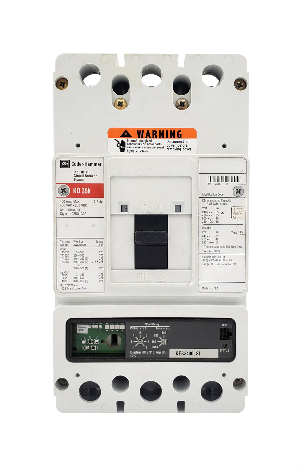 KD3400F w/ KES3400LSI (RMS 310) – Eaton / Cutler Hammer – Seller Reconditioned