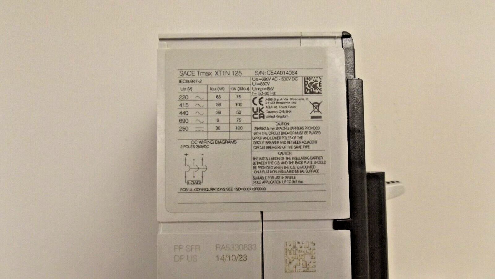 ABB SACE TMAX XT1 N 125 TMF 40-500 3P 44-4