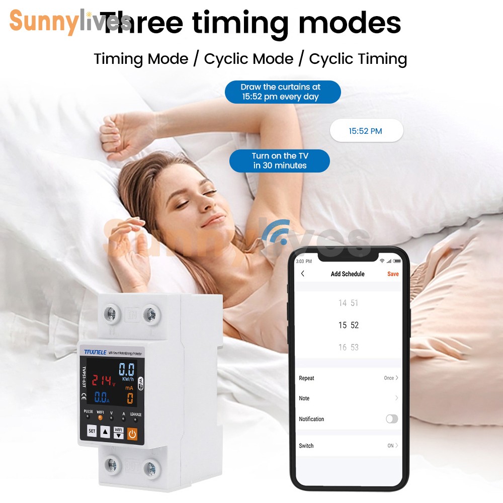 AC85~300V 63A Tuya WIFI Intelligent Control Single Phase Power Protector 50/60hz