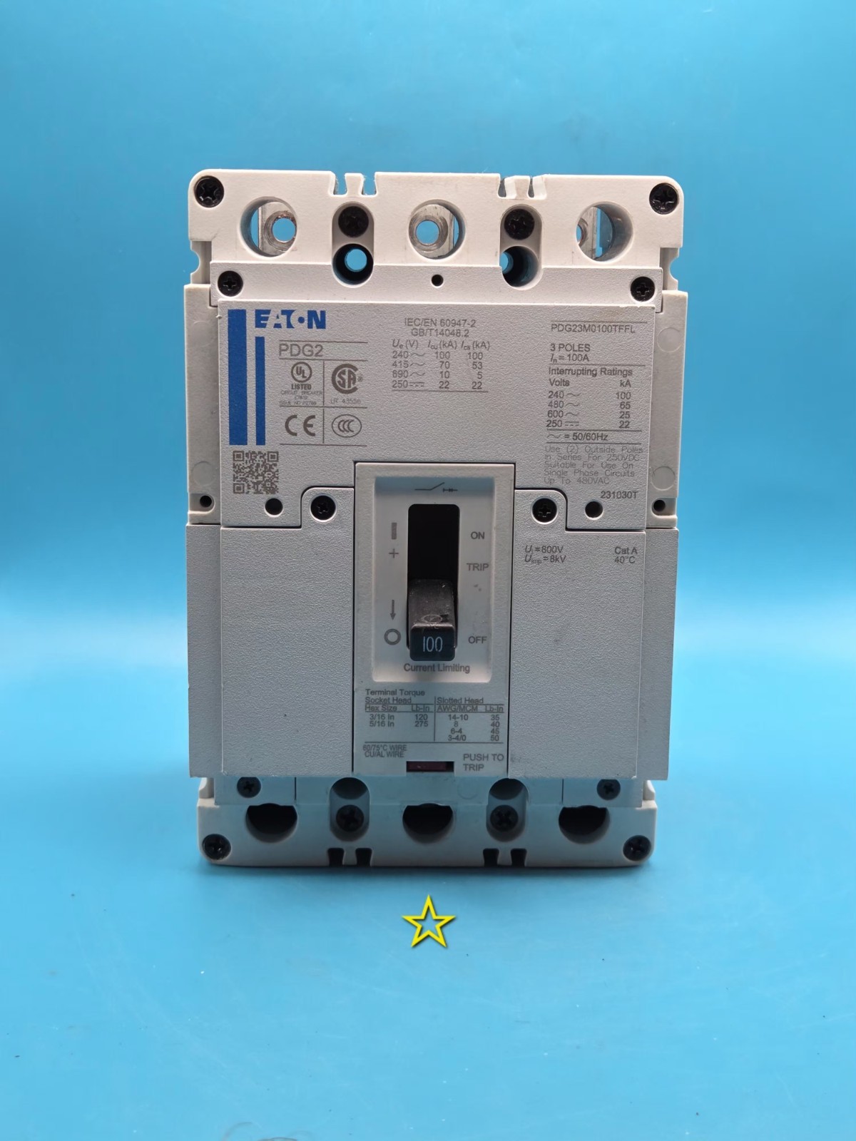 EATON PDG23M0100TFFL 3pole 100A (Ships Same Day)