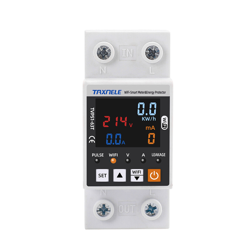 85~300VAC 63A Tuya WIFI Intelligent Control Single Phase Power Protector 50/60hz
