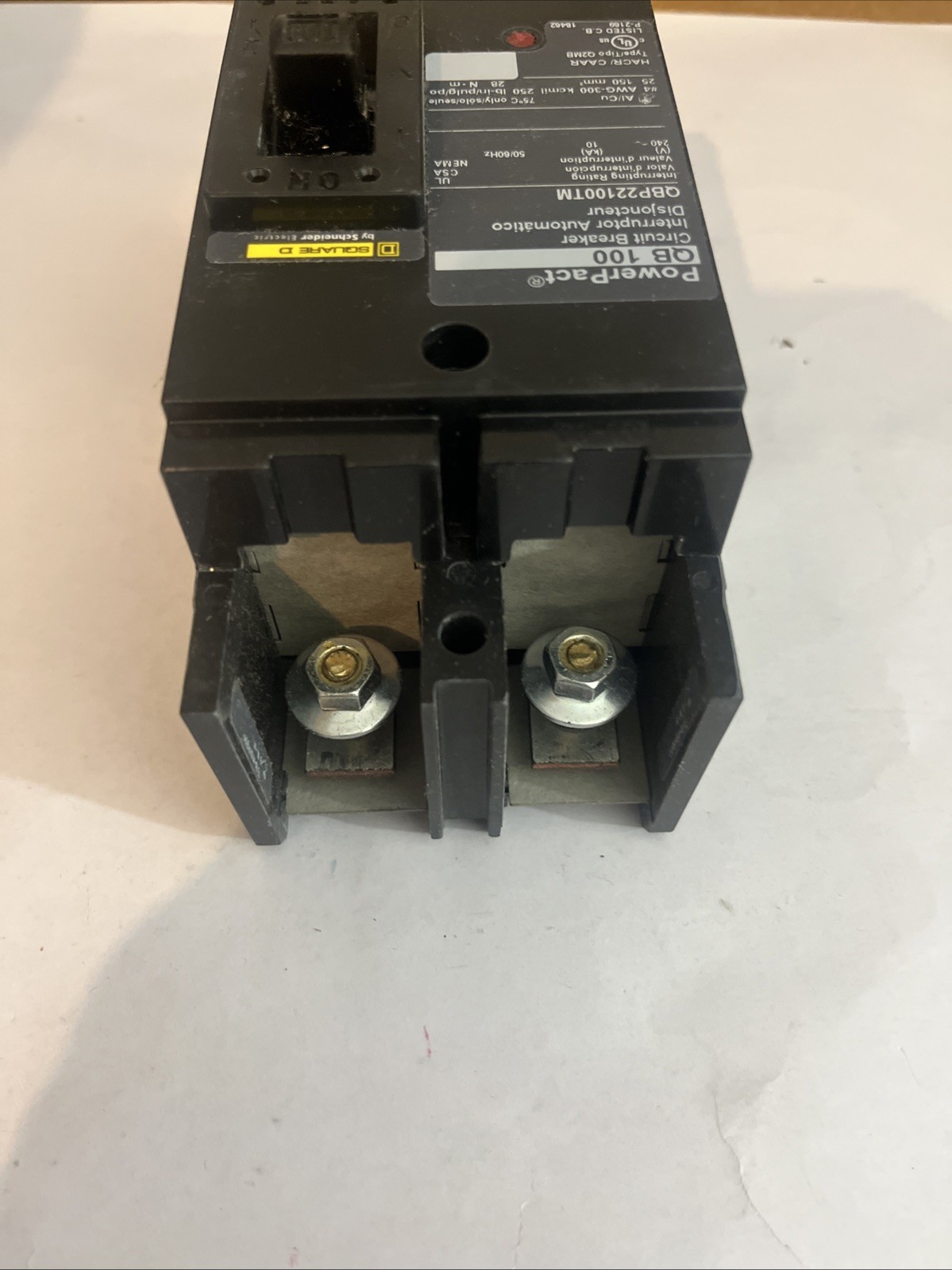 Square D QBP22100TM 100 Amp 2 Pole 240V PowerPact Circuit Breaker