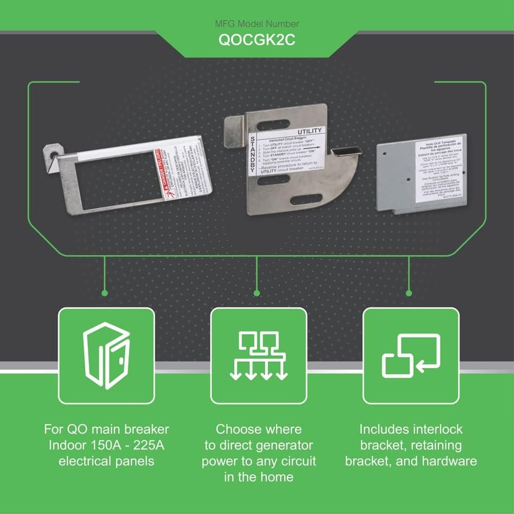 Square D QO Generator Interlock Kit for 150-225A Main Breaker Load Centers