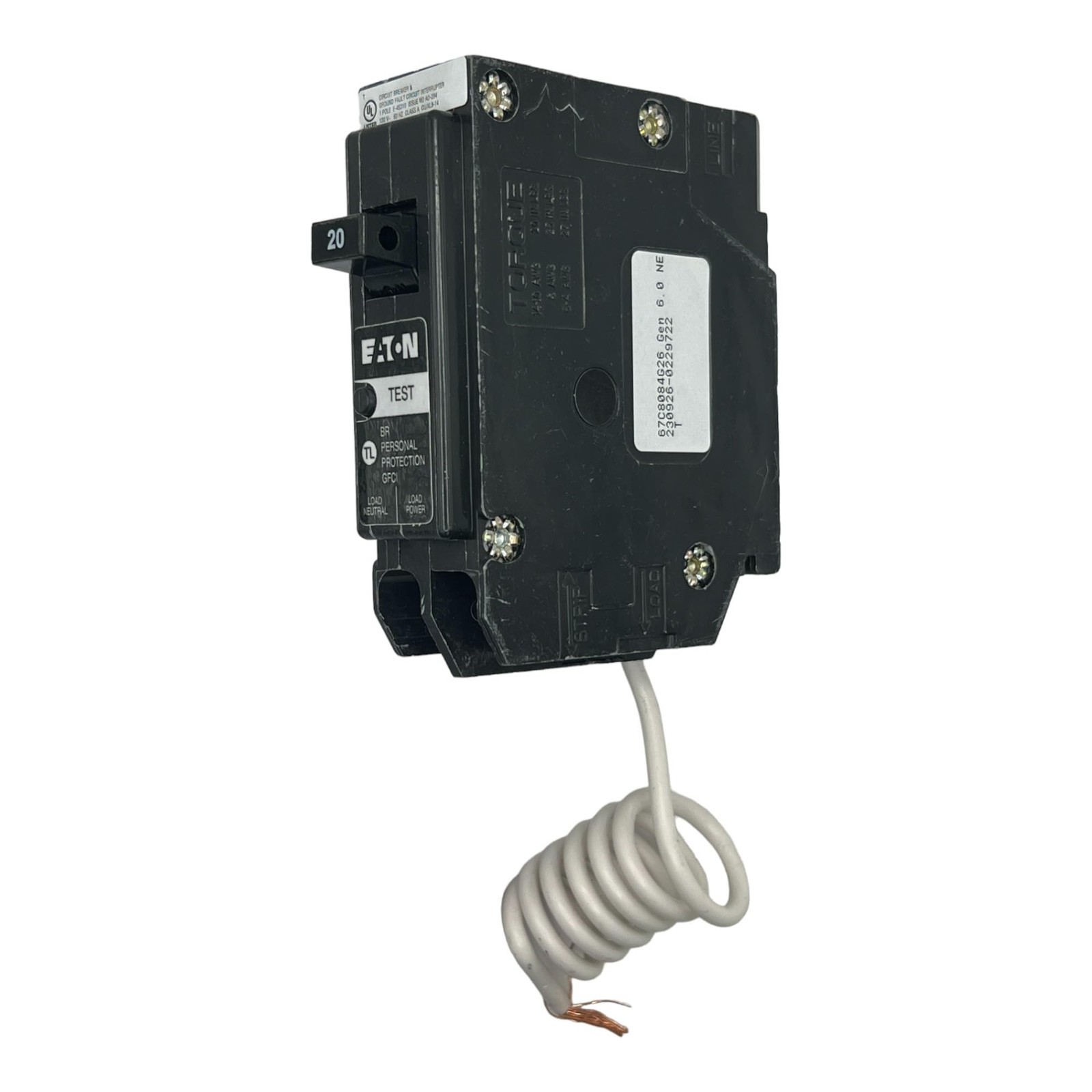 NIB – Eaton – BRN120GF – Eaton Br Gfci Circuit Breaker, 20A, 120/240V