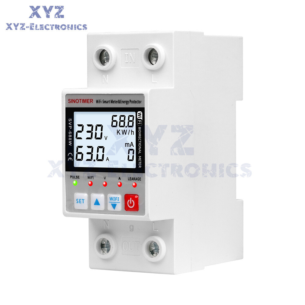 AC220V 63A Tuya Intelligent WIFI Over Voltage Current Protection Power Protector