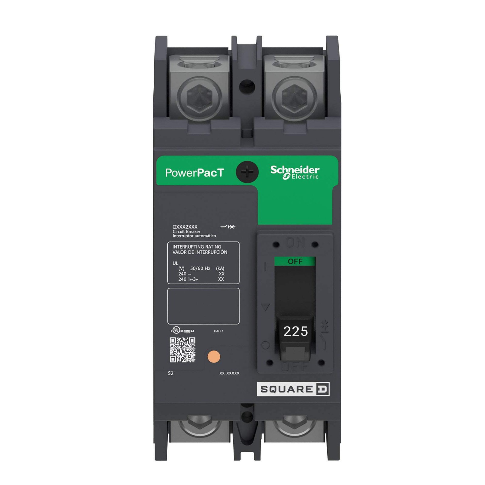 QBL22225 – Square D 225A 240V 2 Pole Molded Case Circuit Breaker Powerpact QBL F