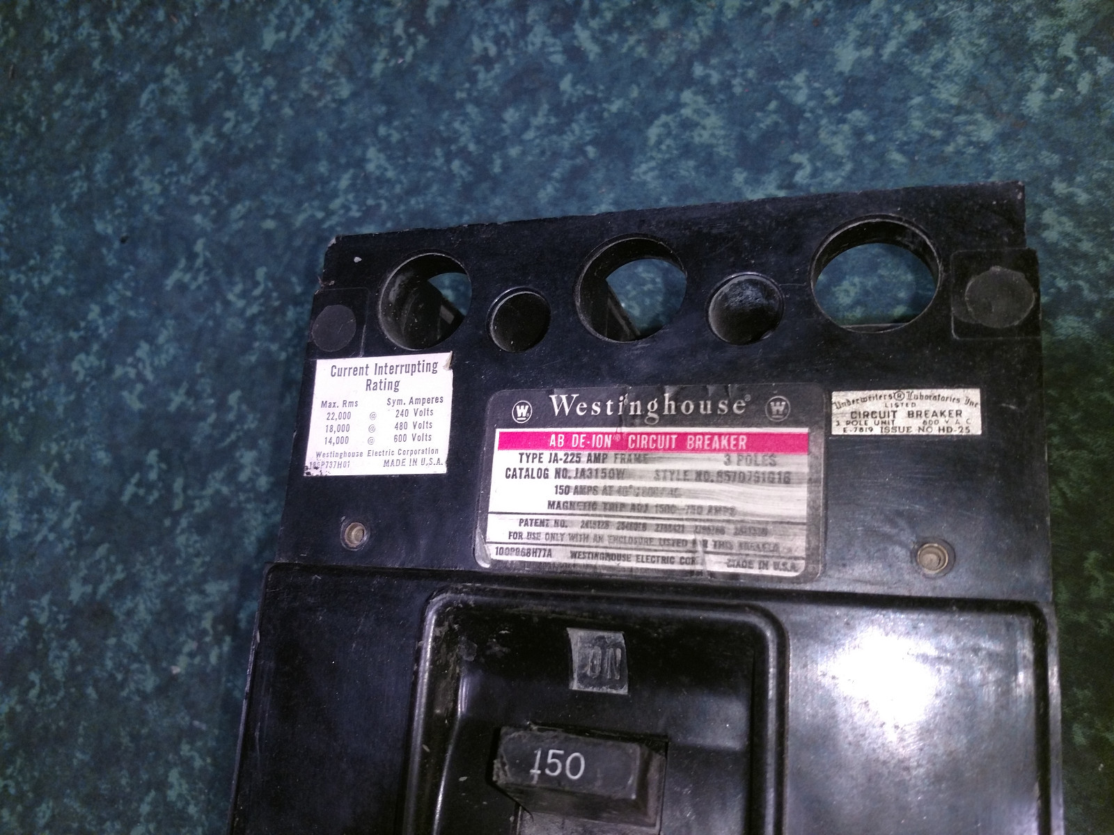 Westinghouse 150 AMP – Cat# JA3150W – Circuit Breaker (41423-B3)
