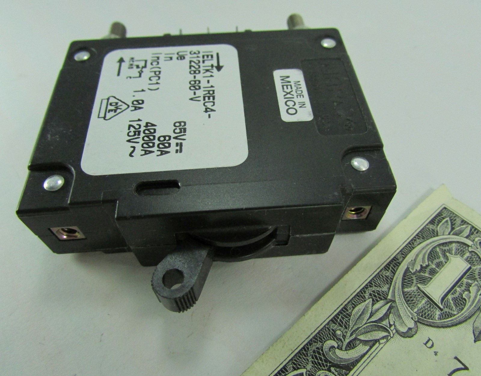 Airpax 60A 1-Pole DC Circuit Breakers IEC Stud Terminal w/125VAC Auxiliary Trip