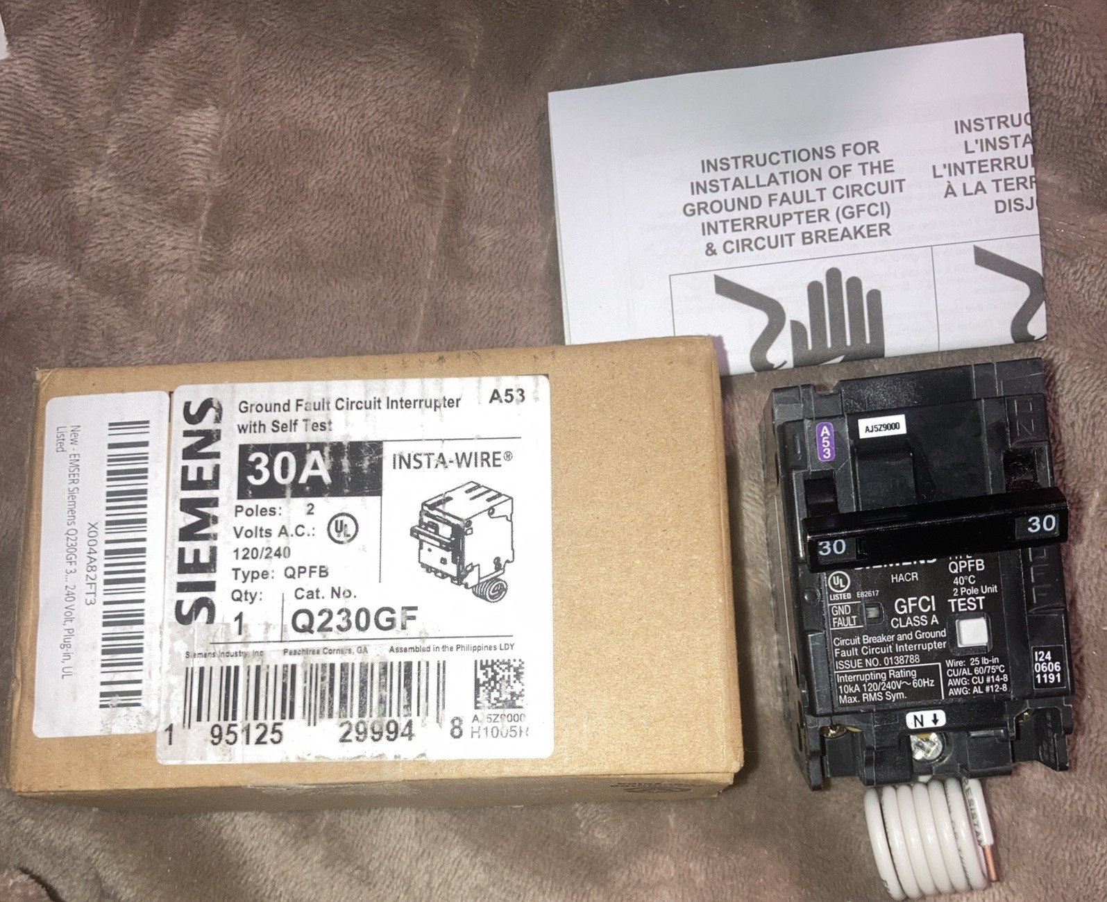 NEW Siemens Q230GF 30Amp 2 Pole GFCI Ground Fault Breaker 120/240 (NEW)