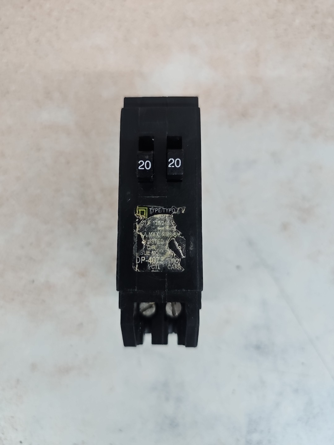 Square D HOMT2020 Homeline 20 amp Twin 1 Pole Tandem Circuit Breaker