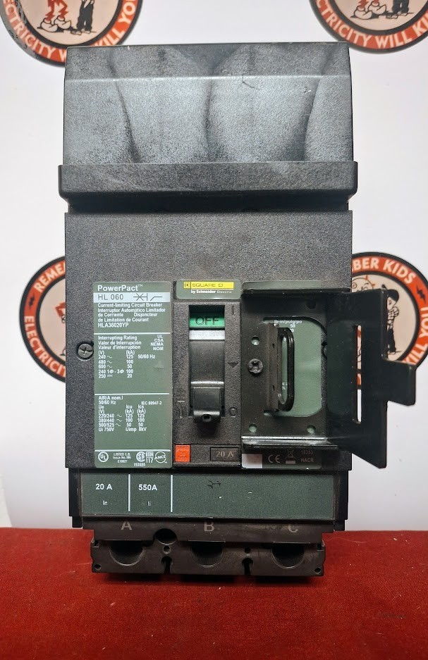 SQUARE D HLA36020YP 20Amp 3P PowerPacT I-LINE Circuit Breaker SHIPS SAME DAY
