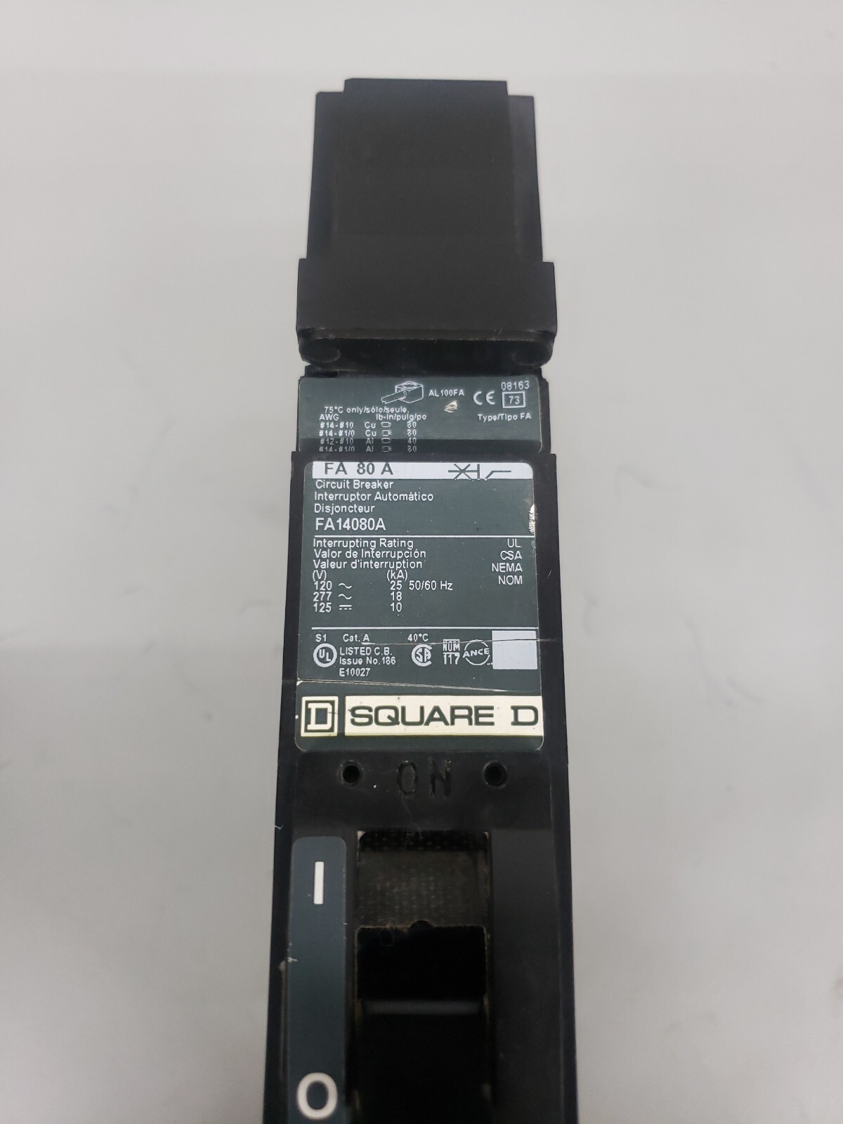 Square D I-Line FA14080A 80A Circuit Breaker Green Label 277V FA 1 Pole 80 Amp