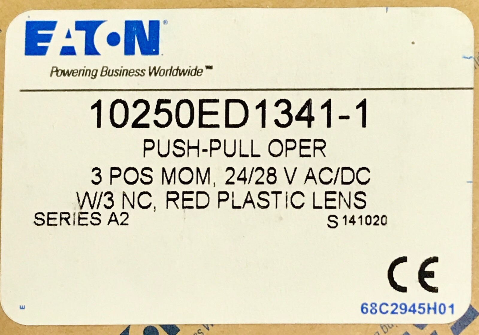EATON CUTLER HAMMER 10250ED1341 1 24/28 VAC VDC Red Push Pull Illuminated
