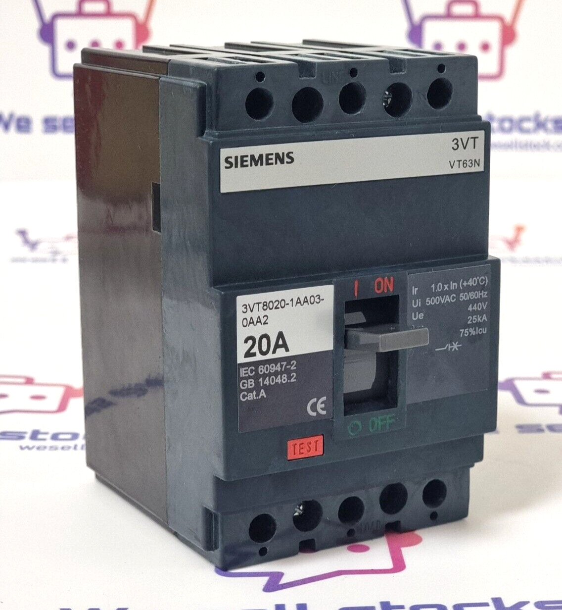 SIEMENS 3VT8020-1AA03-0AA2 Circuit Breaker 20A