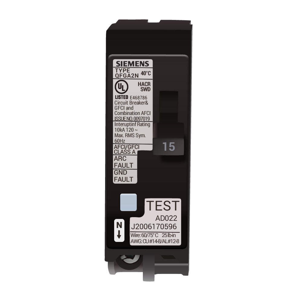 Q115DFN – Siemens Plug-In 120/240V 15A 1 pole circuit breaker 10kA@120V