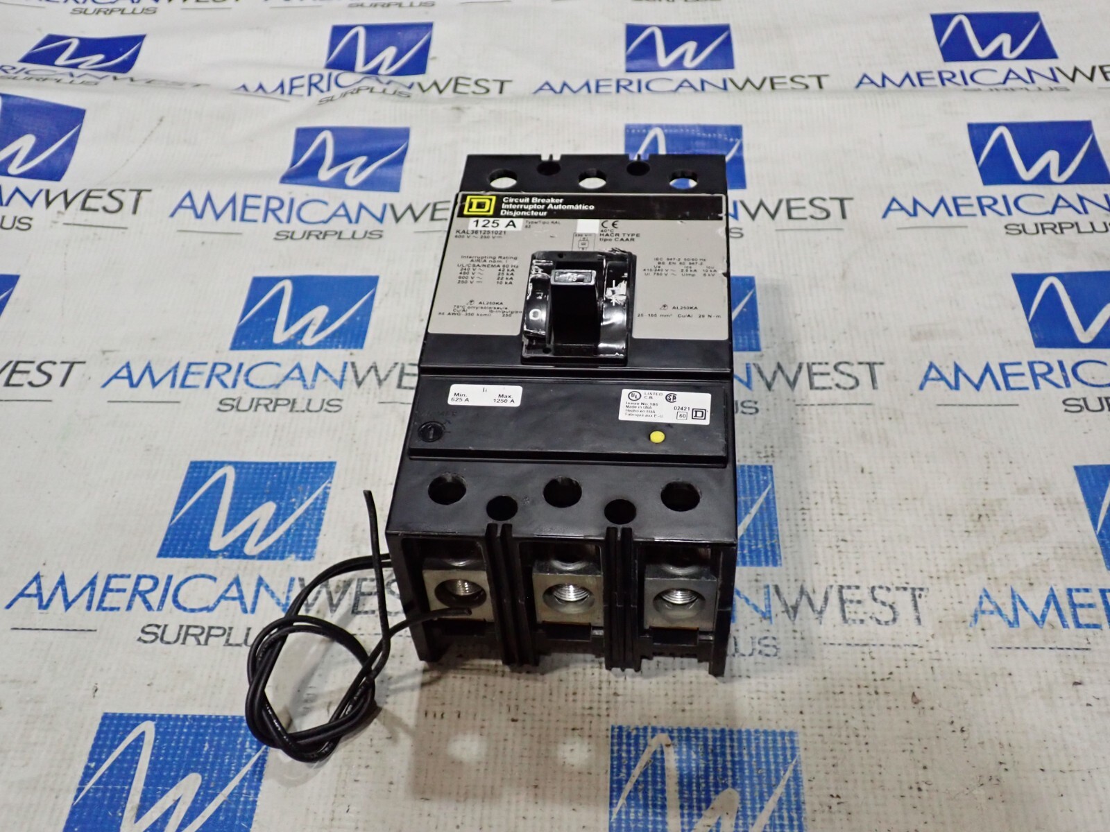 Square D KAL361251021 Circuit Breaker 125 Amp 3 Pole 600V Shunt Trip 120V Tested
