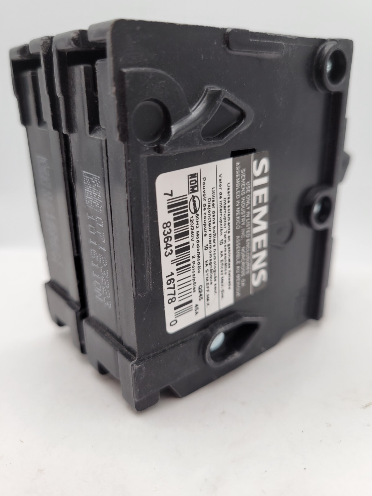 Siemens Q245 Plug-In Circuit Breaker 45A 120/240VAC 2P 1PH Type QP 45 Amp 2 Pole