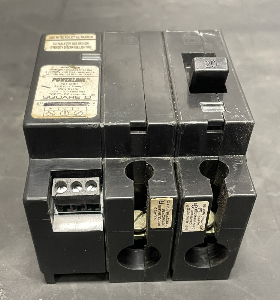 Square D EHB24020PL 20amp 2 Pole Circuit Breaker 480/277 Volt Bolt On Powerlink