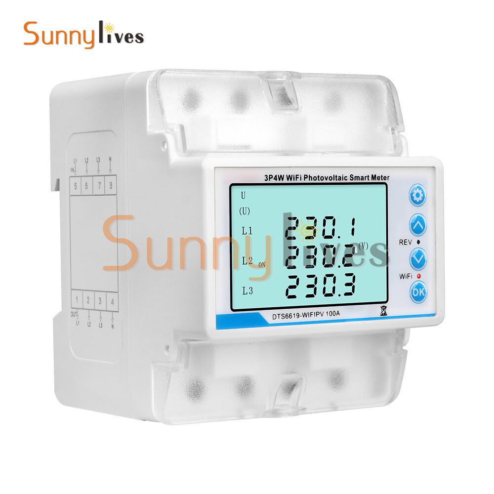 3-phase Tuya WiFi Overload Time Delay Energy Meter Limit Circuit Breaker 100A
