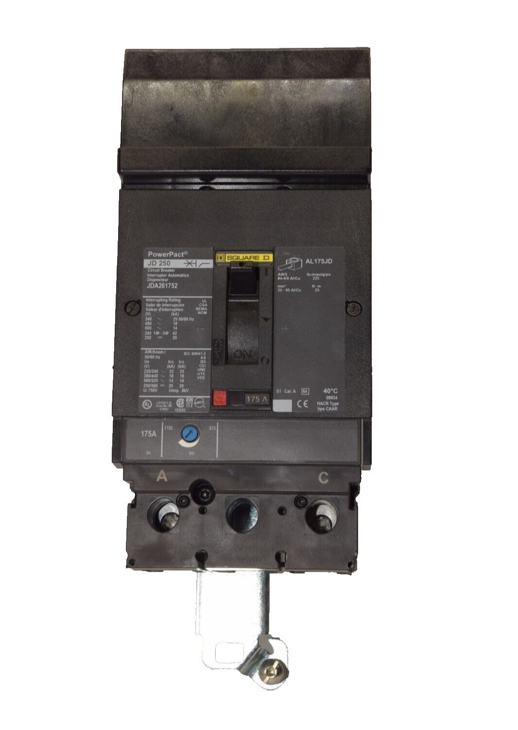 Square D PowerPact Breaker JD250 JDA261752 JDA 261752 175a trip (NEW)